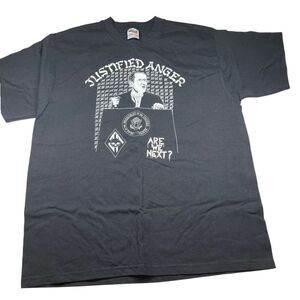 VTG JUSTIFIED‎ ANGER Are We Next 2003 Tour Punk Band Tee Shirt Black Size Medium